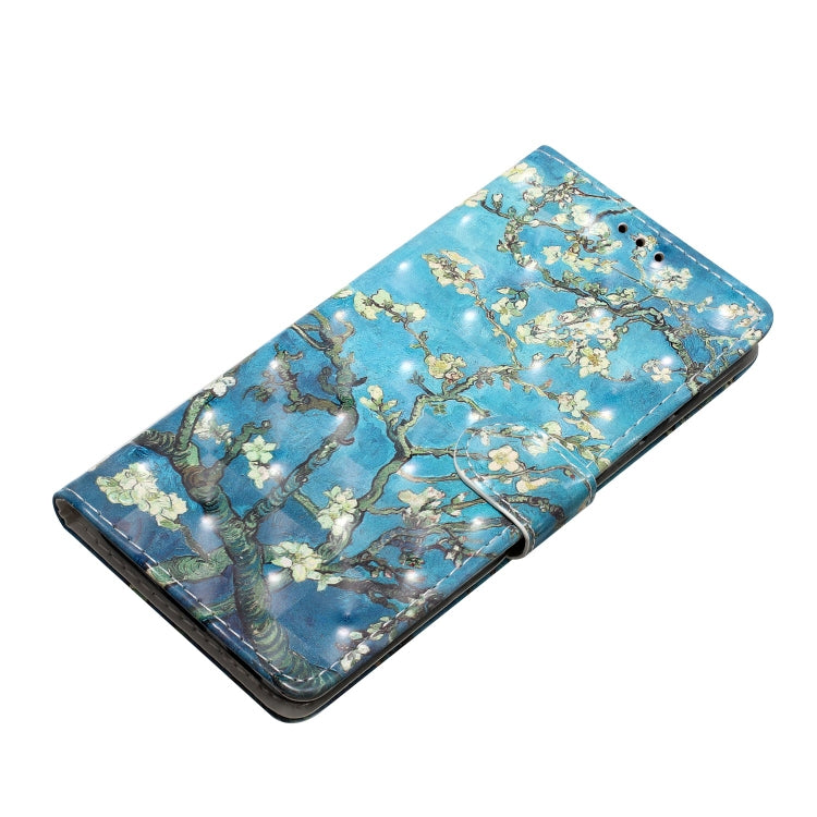 For Motorola Moto G Play 2024 3D Pattern Leather Phone Case(Blue Base Apricot Flower) - Motorola Cases by PMC Jewellery | Online Shopping South Africa | PMC Jewellery | Buy Now Pay Later Mobicred