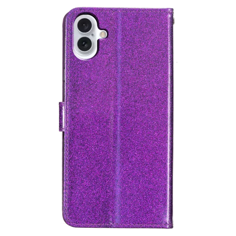 For iPhone 16 Plus Glitter Powder Flip Leather Phone Case(Purple) - iPhone 16 Plus Cases by PMC Jewellery | Online Shopping South Africa | PMC Jewellery | Buy Now Pay Later Mobicred