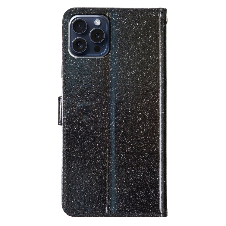 For iPhone 16 Pro Max Glitter Powder Flip Leather Phone Case(Black) - iPhone 16 Pro Max Cases by PMC Jewellery | Online Shopping South Africa | PMC Jewellery | Buy Now Pay Later Mobicred