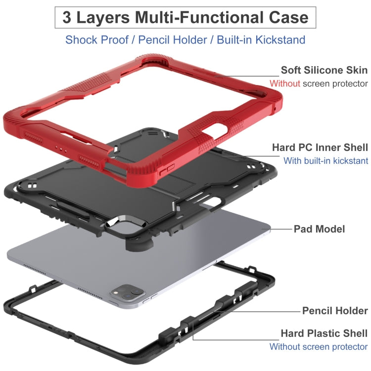 For iPad Pro 11 2024 Shockproof Silicone Hybrid PC Tablet Case with Holder(Black + Red) - iPad Pro 11 2024 Cases by PMC Jewellery | Online Shopping South Africa | PMC Jewellery | Buy Now Pay Later Mobicred