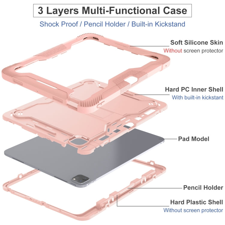 For iPad Pro 13 2024 Shockproof Silicone Hybrid PC Tablet Case with Holder(Rose Gold) - iPad Pro 13 2024 Cases by PMC TechLife | Online Shopping South Africa | PMC TechLife | Buy Now Pay Later Mobicred