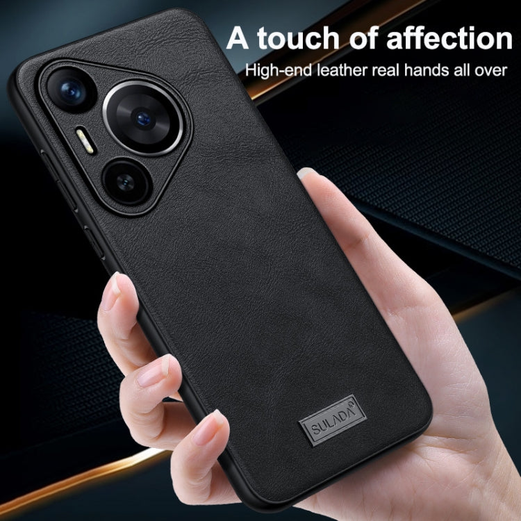 For Huawei Pura 70 Ultra SULADA Shockproof TPU Hybrid Handmade Leather Phone Case(Black) - Huawei Cases by SULADA | Online Shopping South Africa | PMC Jewellery | Buy Now Pay Later Mobicred