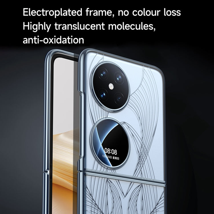 For Huawei P50 Pocket SULADA Electroplated Laser Engraving Texture PC Phone Case(Blue) - free shipping - PMC TechLife - Order now!