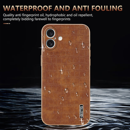 For iPhone 16 Plus AZNS Electroplated Frame Crocodile Texture Full Coverage Phone Case(Green) - iPhone 16 Plus Cases by AZNS | Online Shopping South Africa | PMC Jewellery | Buy Now Pay Later Mobicred