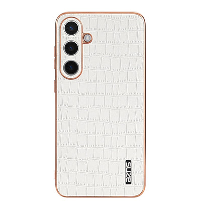 For Samsung Galaxy S24 5G AZNS Electroplated Frame Crocodile Texture Full Coverage Phone Case(White) - Galaxy S24 5G Cases by AZNS | Online Shopping South Africa | PMC Jewellery | Buy Now Pay Later Mobicred