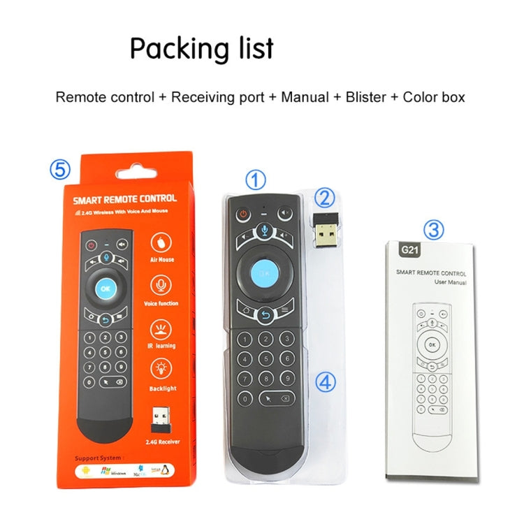 G21 2.4GHz Fly Air Mouse LED Backlight Wireless Keyboard Remote Control with Gyroscope for Android TV Box / PC, Support Intelligent Voice (Orange) - MINI PC Accessories & Gadgets by PMC Jewellery | Online Shopping South Africa | PMC Jewellery | Buy Now Pay Later Mobicred