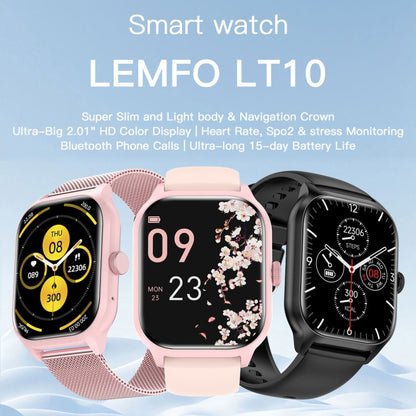 LEMFO LT10 2.01 inch TFT Screen Smart Watch Supports Bluetooth Call / Health Monitoring, Silicone Strap(Black) - Smart Watches by LEMFO | Online Shopping South Africa | PMC Jewellery | Buy Now Pay Later Mobicred