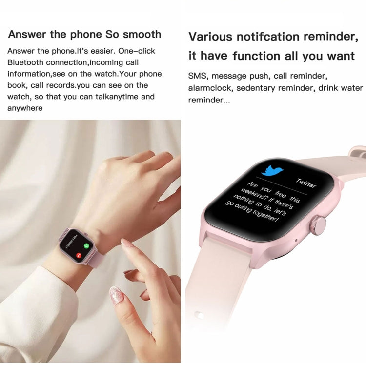 LEMFO LT10 2.01 inch TFT Screen Smart Watch Supports Bluetooth Call / Health Monitoring, Silicone Strap(Pink) - Smart Watches by LEMFO | Online Shopping South Africa | PMC Jewellery | Buy Now Pay Later Mobicred