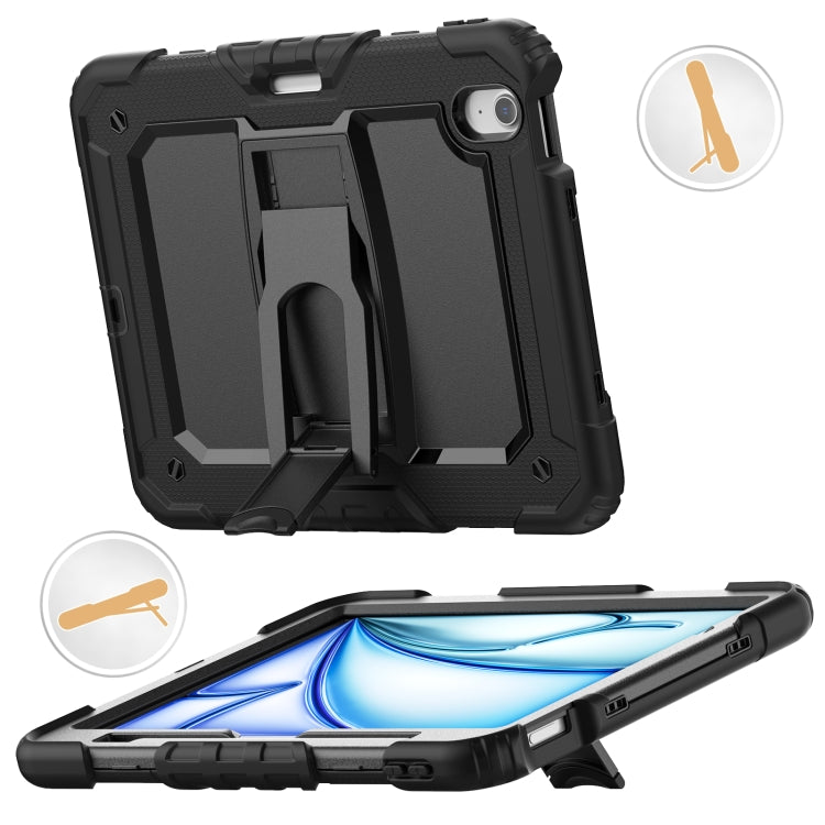 For iPad Air 11 2025 / 2024 Silicone Hydric PC Tablet Case with Shoulder Strap & Holder(Black) - iPad Air 11 2025 / 2024 Cases by PMC Jewellery | Online Shopping South Africa | PMC Jewellery | Buy Now Pay Later Mobicred