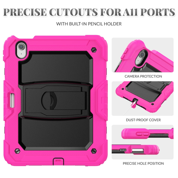 For iPad Air 11 2024 Silicone Hydric PC Tablet Case with Shoulder Strap & Holder(Rose Red) - iPad Air 11 2024 Cases by PMC Jewellery | Online Shopping South Africa | PMC Jewellery | Buy Now Pay Later Mobicred