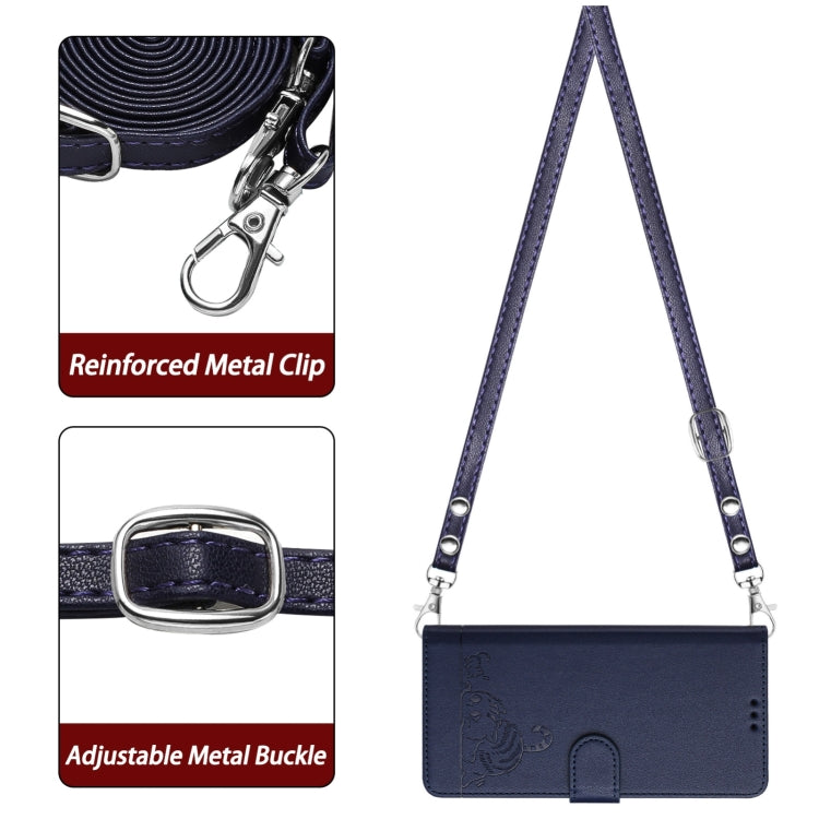 For Blackview A52 Cat Rat Embossed Pattern RFID Leather Phone Case with Lanyard(Blue) - More Brand by PMC TechLife | Online Shopping South Africa | PMC TechLife | Buy Now Pay Later Mobicred