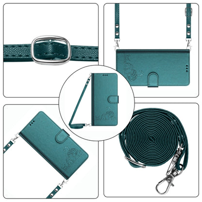 For Blackview Color 8 Cat Rat Embossed Pattern RFID Leather Phone Case with Lanyard(Peacock Green) - More Brand by PMC Jewellery | Online Shopping South Africa | PMC Jewellery | Buy Now Pay Later Mobicred