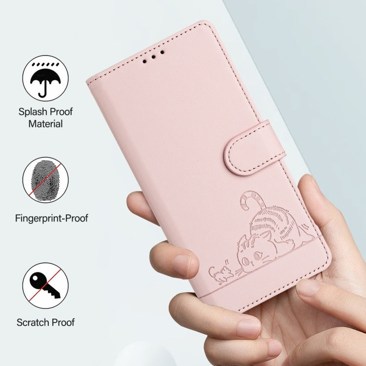 For Blackview Wave 6C Cat Rat Embossed Pattern RFID Leather Phone Case with Lanyard(Pink) - More Brand by PMC Jewellery | Online Shopping South Africa | PMC Jewellery | Buy Now Pay Later Mobicred