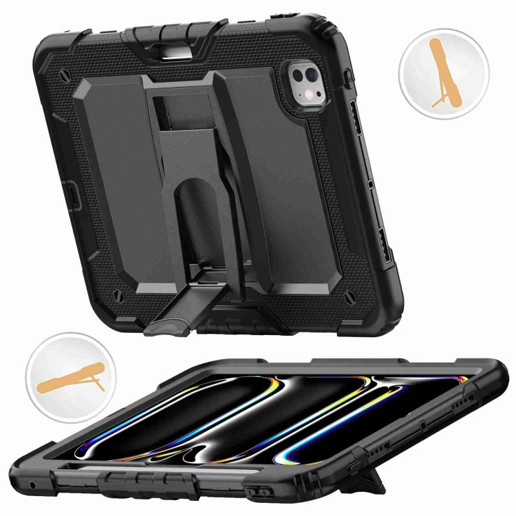 For iPad Pro 11 2024 Silicone Hydric PC Tablet Case with Shoulder Strap & Holder(Black) - free shipping - PMC TechLife - Order now!