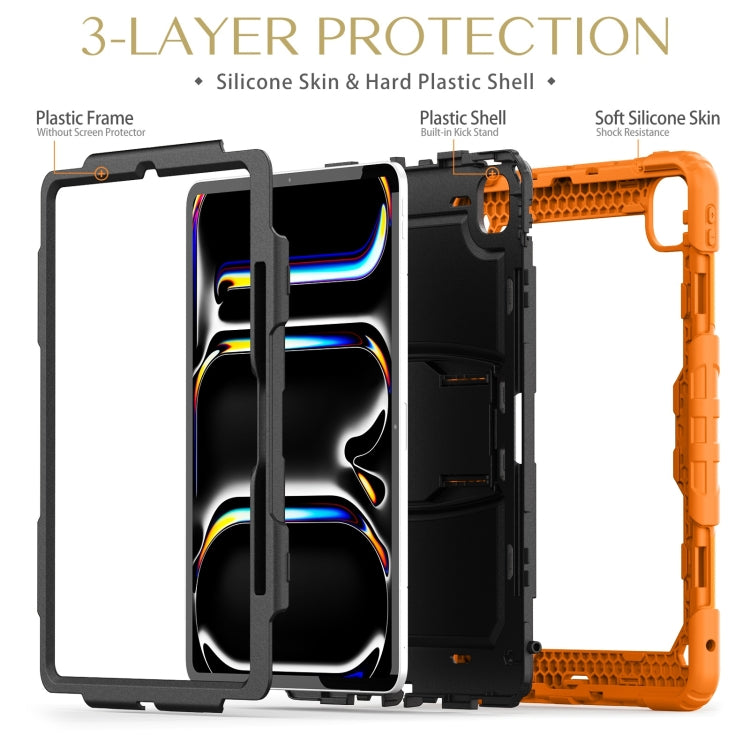 For iPad Pro 13 2024 Silicone Hydric PC Tablet Case with Shoulder Strap & Holder(Orange) - iPad Pro 13 2024 Cases by PMC Jewellery | Online Shopping South Africa | PMC Jewellery | Buy Now Pay Later Mobicred