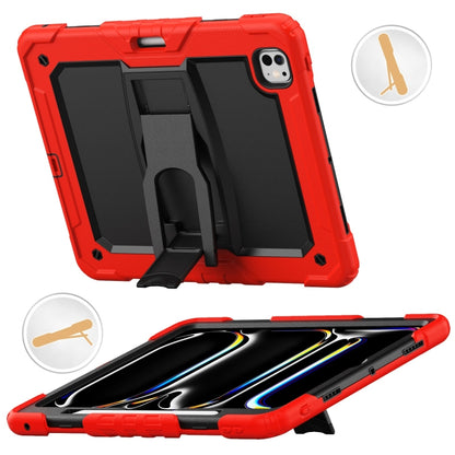 For iPad Pro 13 2024 Silicone Hydric PC Tablet Case with Shoulder Strap & Holder(Red) - iPad Pro 13 2024 Cases by PMC Jewellery | Online Shopping South Africa | PMC Jewellery | Buy Now Pay Later Mobicred