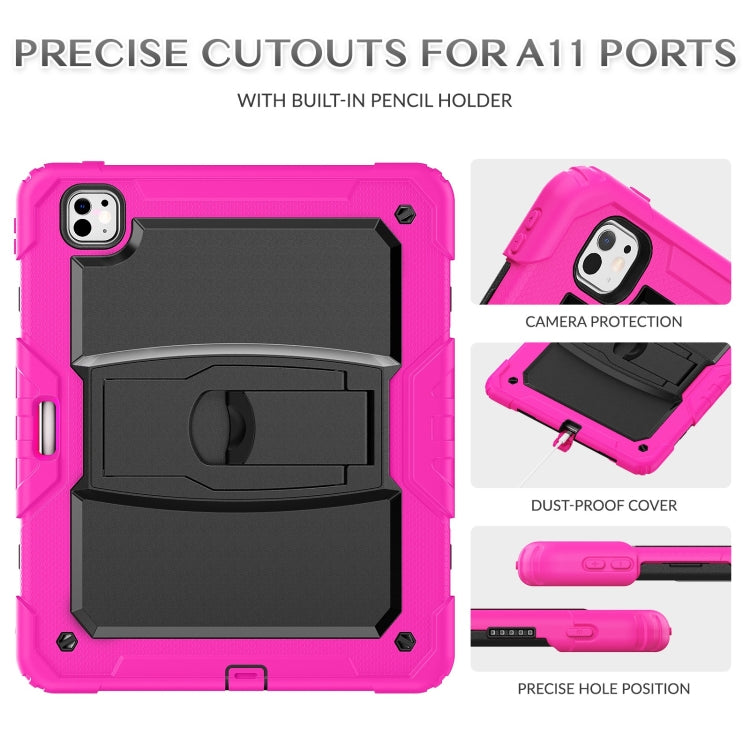 For iPad Pro 13 2024 Silicone Hydric PC Tablet Case with Shoulder Strap & Holder(Rose Red) - iPad Pro 13 2024 Cases by PMC Jewellery | Online Shopping South Africa | PMC Jewellery | Buy Now Pay Later Mobicred