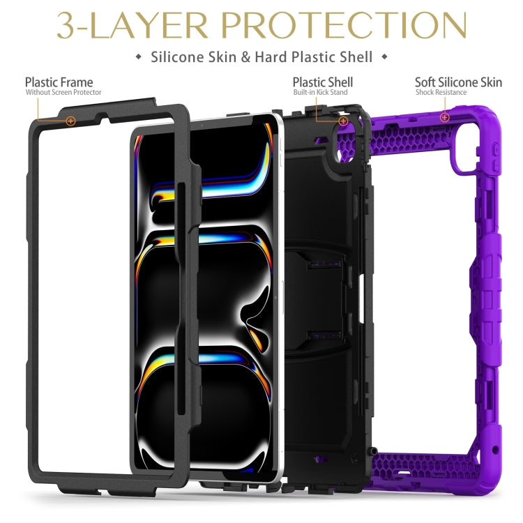 For iPad Pro 13 2024 Silicone Hydric PC Tablet Case with Shoulder Strap & Holder(Purple) - iPad Pro 13 2024 Cases by PMC TechLife | Online Shopping South Africa | PMC TechLife | Buy Now Pay Later Mobicred
