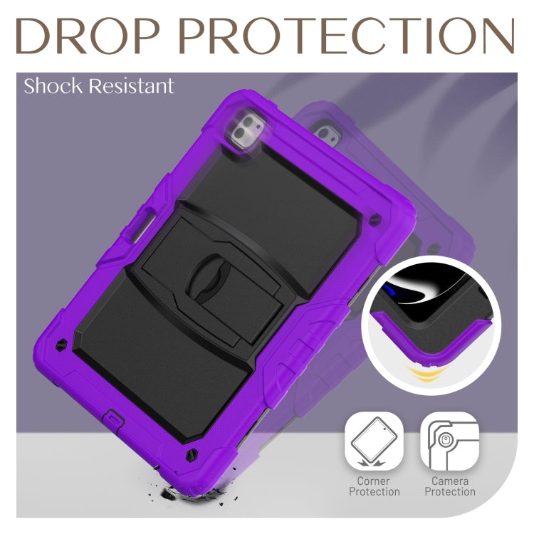 For iPad Pro 13 2024 Silicone Hydric PC Tablet Case with Shoulder Strap & Holder(Purple) - iPad Pro 13 2024 Cases by PMC TechLife | Online Shopping South Africa | PMC TechLife | Buy Now Pay Later Mobicred