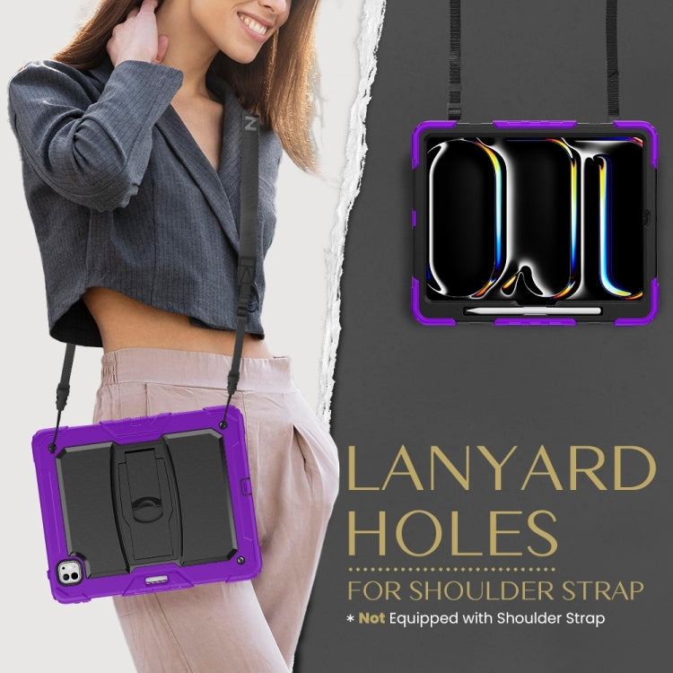 For iPad Pro 13 2024 Silicone Hydric PC Tablet Case with Shoulder Strap & Holder(Purple) - iPad Pro 13 2024 Cases by PMC TechLife | Online Shopping South Africa | PMC TechLife | Buy Now Pay Later Mobicred