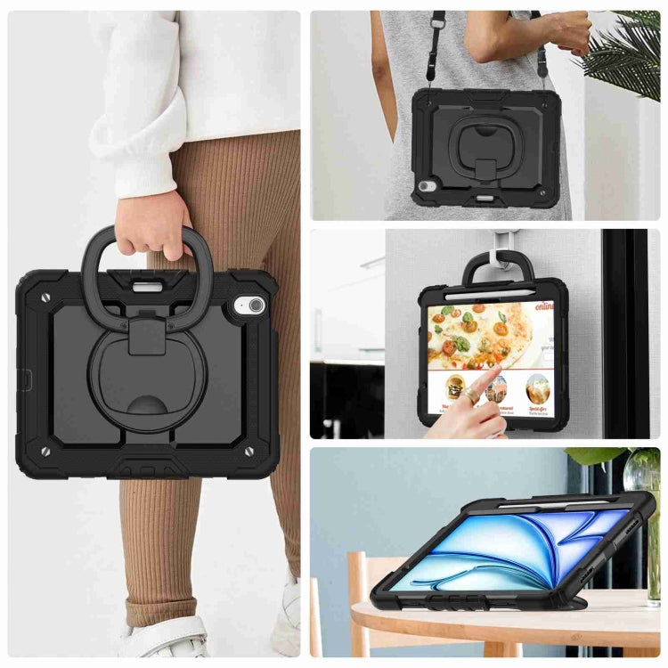 For iPad Air 11 2024 Handle Silicone Hydric PC Tablet Case with Shoulder Strap(Black) - iPad Air 11 2024 Cases by PMC TechLife | Online Shopping South Africa | PMC TechLife | Buy Now Pay Later Mobicred
