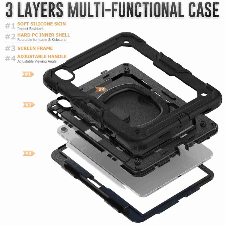 For iPad Air 11 2024 Handle Silicone Hydric PC Tablet Case with Shoulder Strap(Black) - iPad Air 11 2024 Cases by PMC TechLife | Online Shopping South Africa | PMC TechLife | Buy Now Pay Later Mobicred