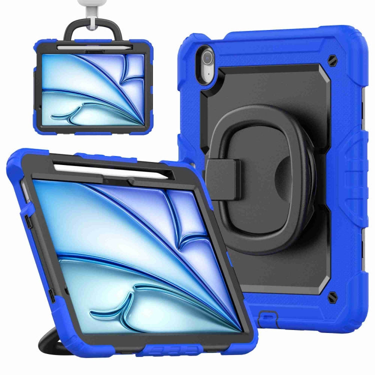 For iPad Air 11 2024 Handle Silicone Hydric PC Tablet Case with Shoulder Strap(Blue) - iPad Air 11 2024 Cases by PMC Jewellery | Online Shopping South Africa | PMC Jewellery | Buy Now Pay Later Mobicred