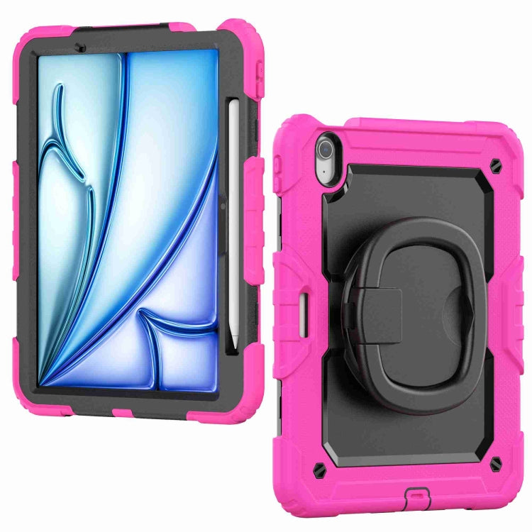 For iPad Air 11 2024 Handle Silicone Hydric PC Tablet Case with Shoulder Strap(Rose Red) - iPad Air 11 2024 Cases by PMC Jewellery | Online Shopping South Africa | PMC Jewellery | Buy Now Pay Later Mobicred