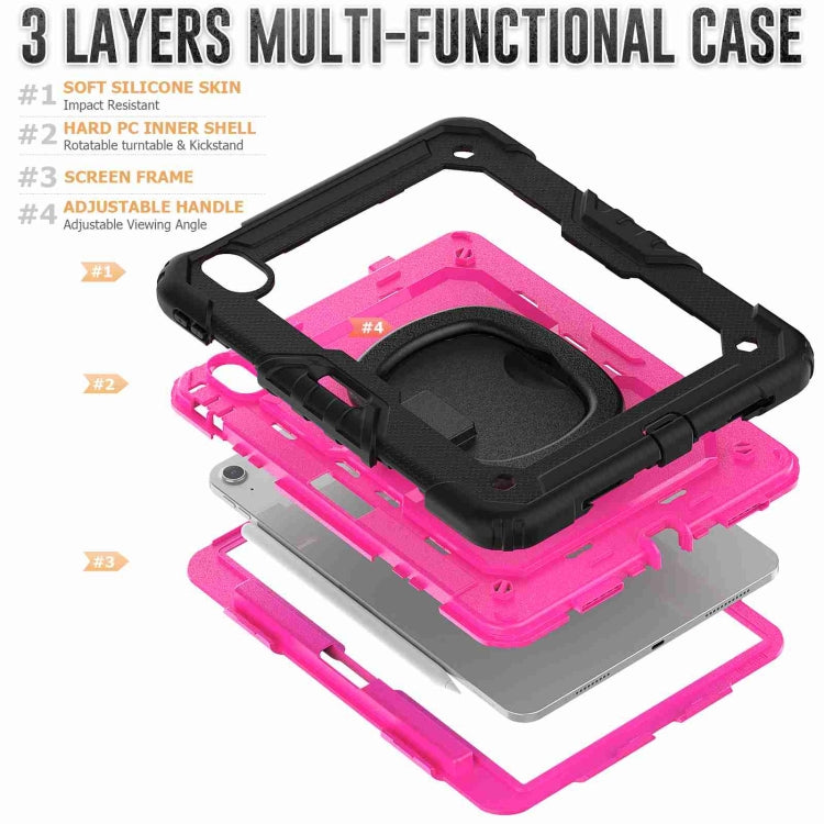 For iPad Air 11 2024 Handle Silicone Hydric PC Tablet Case with Shoulder Strap(Rose Red PC) - iPad Air 11 2024 Cases by PMC TechLife | Online Shopping South Africa | PMC TechLife | Buy Now Pay Later Mobicred