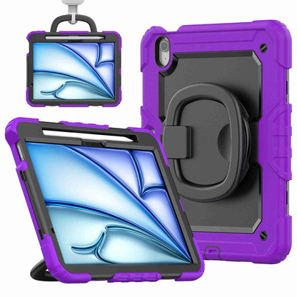 For iPad Air 11 2024 Handle Silicone Hydric PC Tablet Case with Shoulder Strap(Purple) - iPad Air 11 2024 Cases by PMC Jewellery | Online Shopping South Africa | PMC Jewellery | Buy Now Pay Later Mobicred