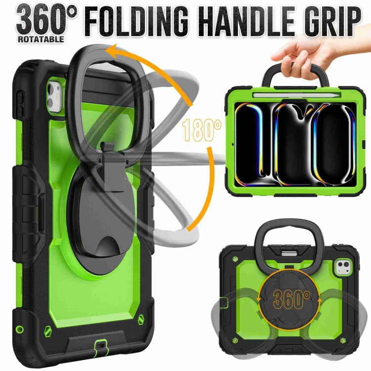 For iPad Pro 11 2024 Handle Silicone Hydric PC Tablet Case with Shoulder Strap(Yellow Green PC) - iPad Pro 11 2024 Cases by PMC TechLife | Online Shopping South Africa | PMC TechLife | Buy Now Pay Later Mobicred