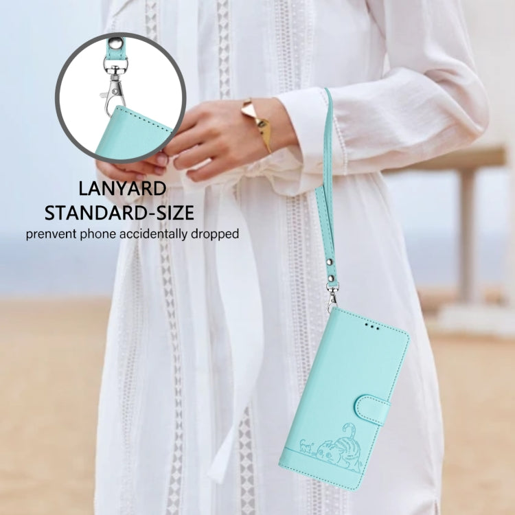 For Ulefone Note 14 Cat Rat Embossed Pattern RFID Leather Phone Case with Lanyard(Mint Green) - Ulefone Cases by PMC Jewellery | Online Shopping South Africa | PMC Jewellery | Buy Now Pay Later Mobicred