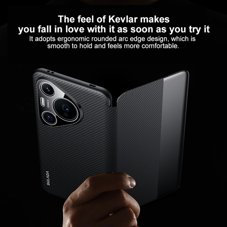 For Huawei Mate 70 RS Ultimate SULADA Kevlar 600D Texture Smart Window Leather Phone Case(Black) - free shipping - PMC TechLife - Order now!