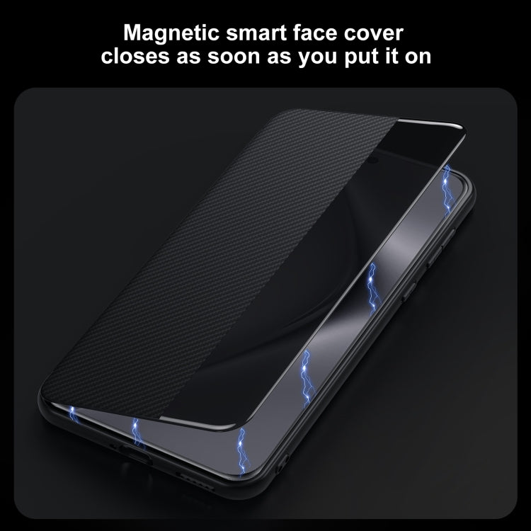 For Huawei Pura 70 SULADA Kevlar 600D Texture Smart Window Leather Phone Case(Blue) - free shipping - PMC Jewellery - Order now!
