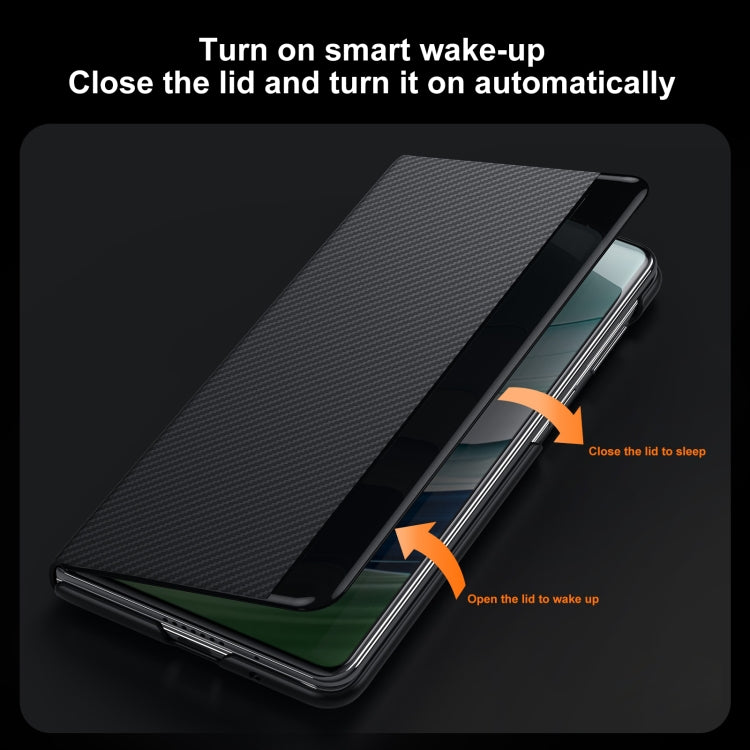For Huawei Mate X5 SULADA Kevlar 600D Texture Smart Window Leather Phone Case(Black) - Huawei Cases by SULADA | Online Shopping South Africa | PMC TechLife | Buy Now Pay Later Mobicred