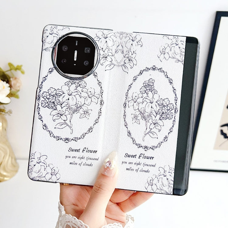 For Huawei Mate X5 / X2 Sketching Flowers Flip Leather Phone Case(Black) - free shipping - PMC TechLife - Order now!