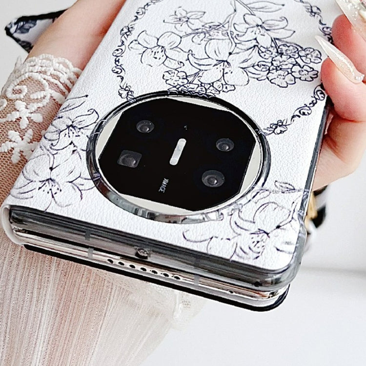 For Huawei Mate X5 / X2 Sketching Flowers Flip Leather Phone Case(Black) - free shipping - PMC TechLife - Order now!
