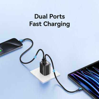 USAMS CC230 30W USB+USB-C / Type-C Dual Port GaN Digital Display Charger, Specifications: US Plug(White) - USB Charger by USAMS | Online Shopping South Africa | PMC Jewellery | Buy Now Pay Later Mobicred