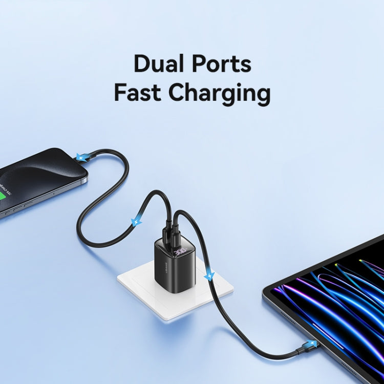 USAMS CC230 30W USB+USB-C / Type-C Dual Port GaN Digital Display Charger, Specifications: US Plug(Black) - USB Charger by USAMS | Online Shopping South Africa | PMC Jewellery | Buy Now Pay Later Mobicred