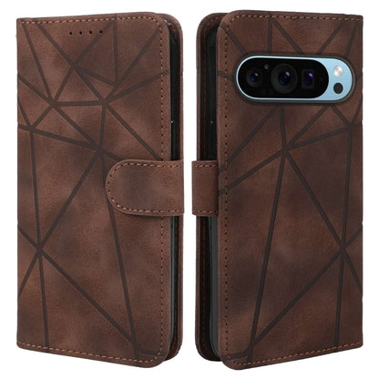 For Google Pixel 9 / 9 Pro Skin Feel Geometric Lines Leather Phone Case(Brown) - Google Cases by PMC Jewellery | Online Shopping South Africa | PMC Jewellery | Buy Now Pay Later Mobicred