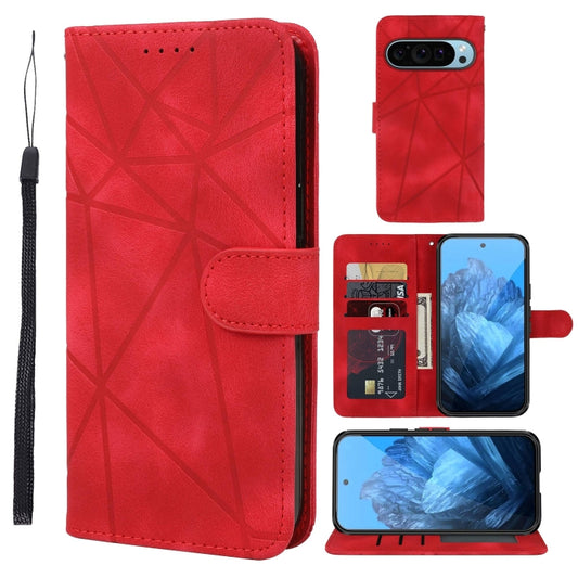 For Google Pixel 9 Pro XL Skin Feel Geometric Lines Leather Phone Case(Red) - Google Cases by PMC Jewellery | Online Shopping South Africa | PMC Jewellery | Buy Now Pay Later Mobicred