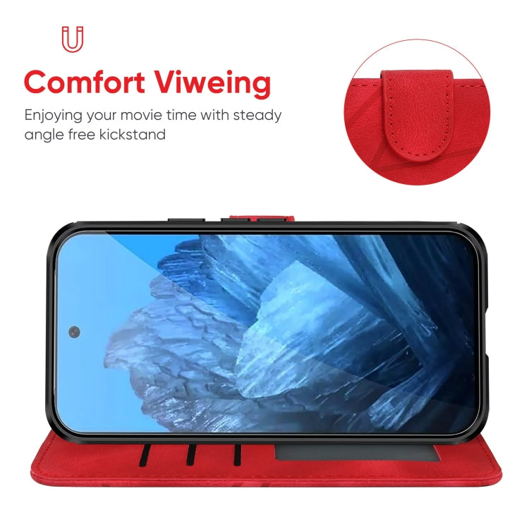 For Google Pixel 9 Pro XL Skin Feel Geometric Lines Leather Phone Case(Red) - Google Cases by PMC TechLife | Online Shopping South Africa | PMC TechLife | Buy Now Pay Later Mobicred