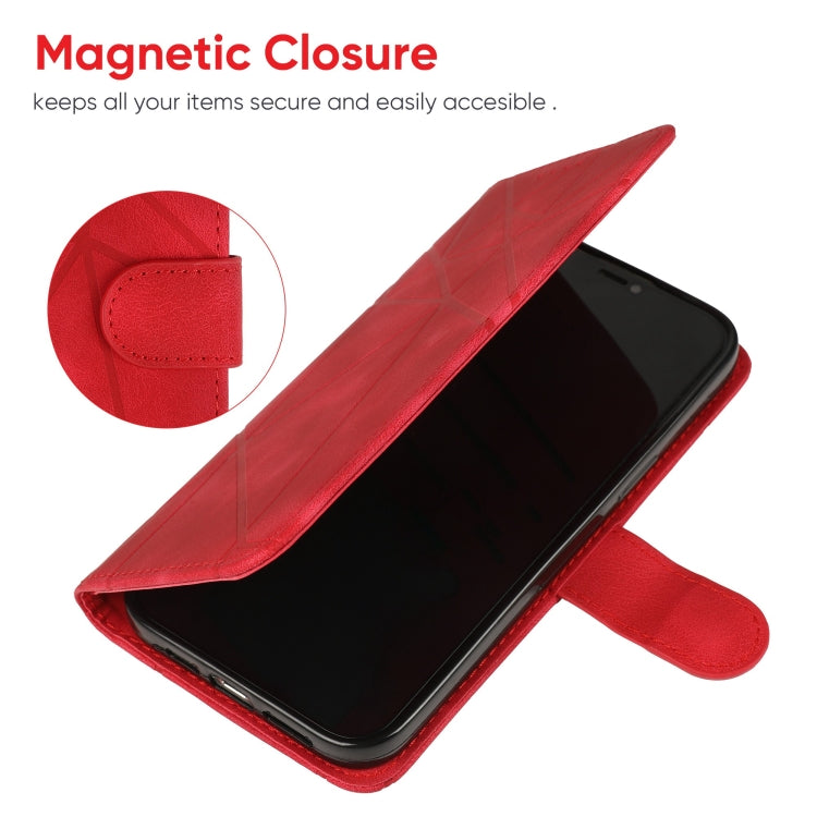 For Google Pixel 9 Pro XL Skin Feel Geometric Lines Leather Phone Case(Red) - Google Cases by PMC TechLife | Online Shopping South Africa | PMC TechLife | Buy Now Pay Later Mobicred