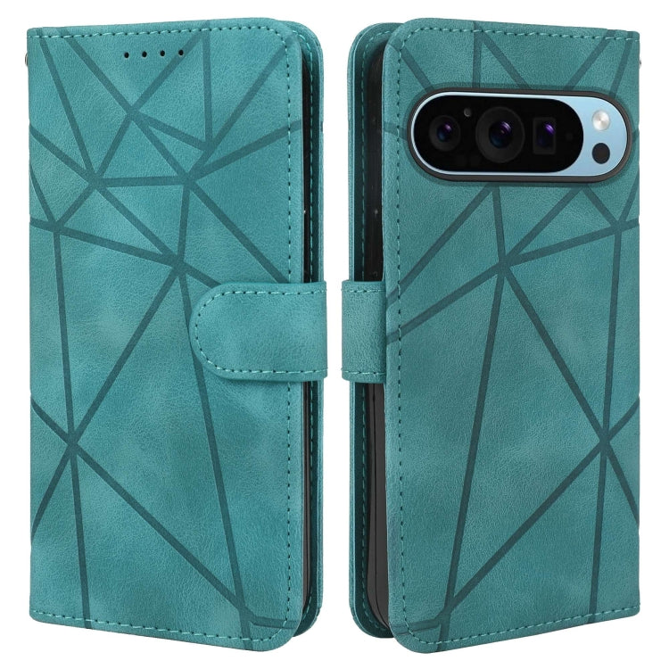 For Google Pixel 9 Pro XL Skin Feel Geometric Lines Leather Phone Case(Green) - Google Cases by PMC TechLife | Online Shopping South Africa | PMC TechLife | Buy Now Pay Later Mobicred
