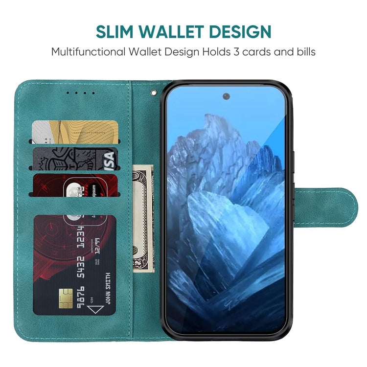 For Google Pixel 9 Pro XL Skin Feel Geometric Lines Leather Phone Case(Green) - Google Cases by PMC TechLife | Online Shopping South Africa | PMC TechLife | Buy Now Pay Later Mobicred