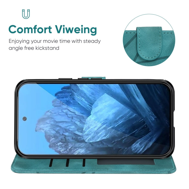 For Google Pixel 9 Pro XL Skin Feel Geometric Lines Leather Phone Case(Green) - Google Cases by PMC TechLife | Online Shopping South Africa | PMC TechLife | Buy Now Pay Later Mobicred