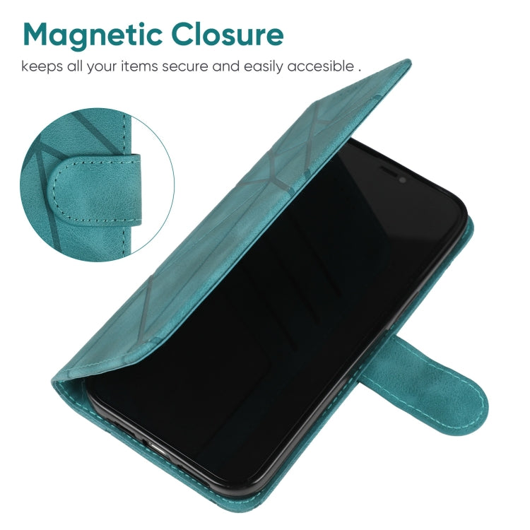 For Google Pixel 9 Pro XL Skin Feel Geometric Lines Leather Phone Case(Green) - Google Cases by PMC TechLife | Online Shopping South Africa | PMC TechLife | Buy Now Pay Later Mobicred