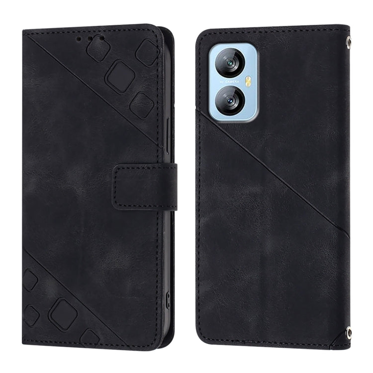 For Blackview A52 Skin Feel Embossed Leather Phone Case(Black) - More Brand by PMC Jewellery | Online Shopping South Africa | PMC Jewellery | Buy Now Pay Later Mobicred