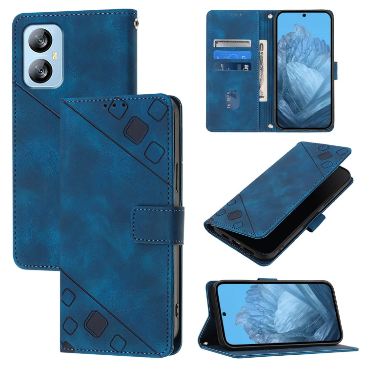 For Blackview A52 Skin Feel Embossed Leather Phone Case(Blue) - More Brand by PMC Jewellery | Online Shopping South Africa | PMC Jewellery | Buy Now Pay Later Mobicred