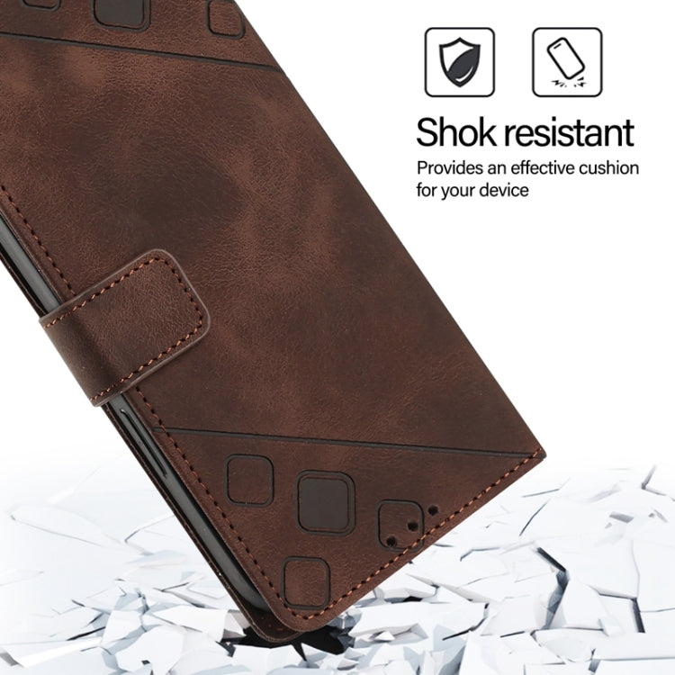 For Blackview Color 8 Skin Feel Embossed Leather Phone Case(Brown) - More Brand by PMC Jewellery | Online Shopping South Africa | PMC Jewellery | Buy Now Pay Later Mobicred